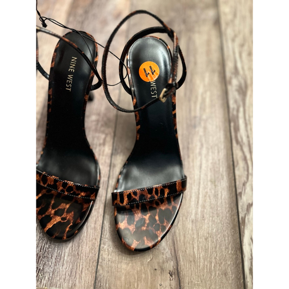 NEW Women's Nine West Leopard Print Ankle Strap Heels Size 11 Brown Black - Picture 5 of 11